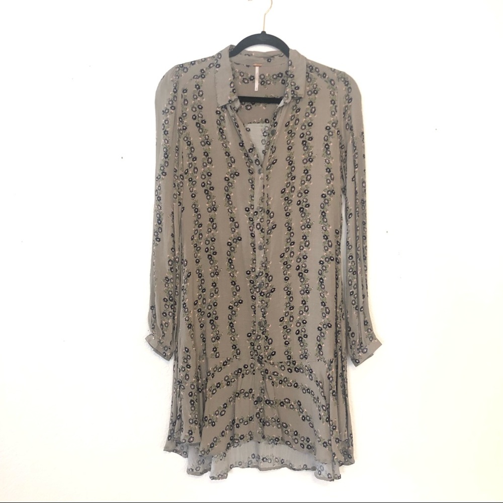 Free People Button Down Shirt Dress